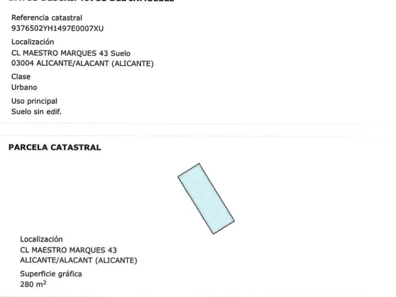 SOLAR EN VENTA EN ALICANTE - MERCADO - ESCUELA DE IDIOMAS
