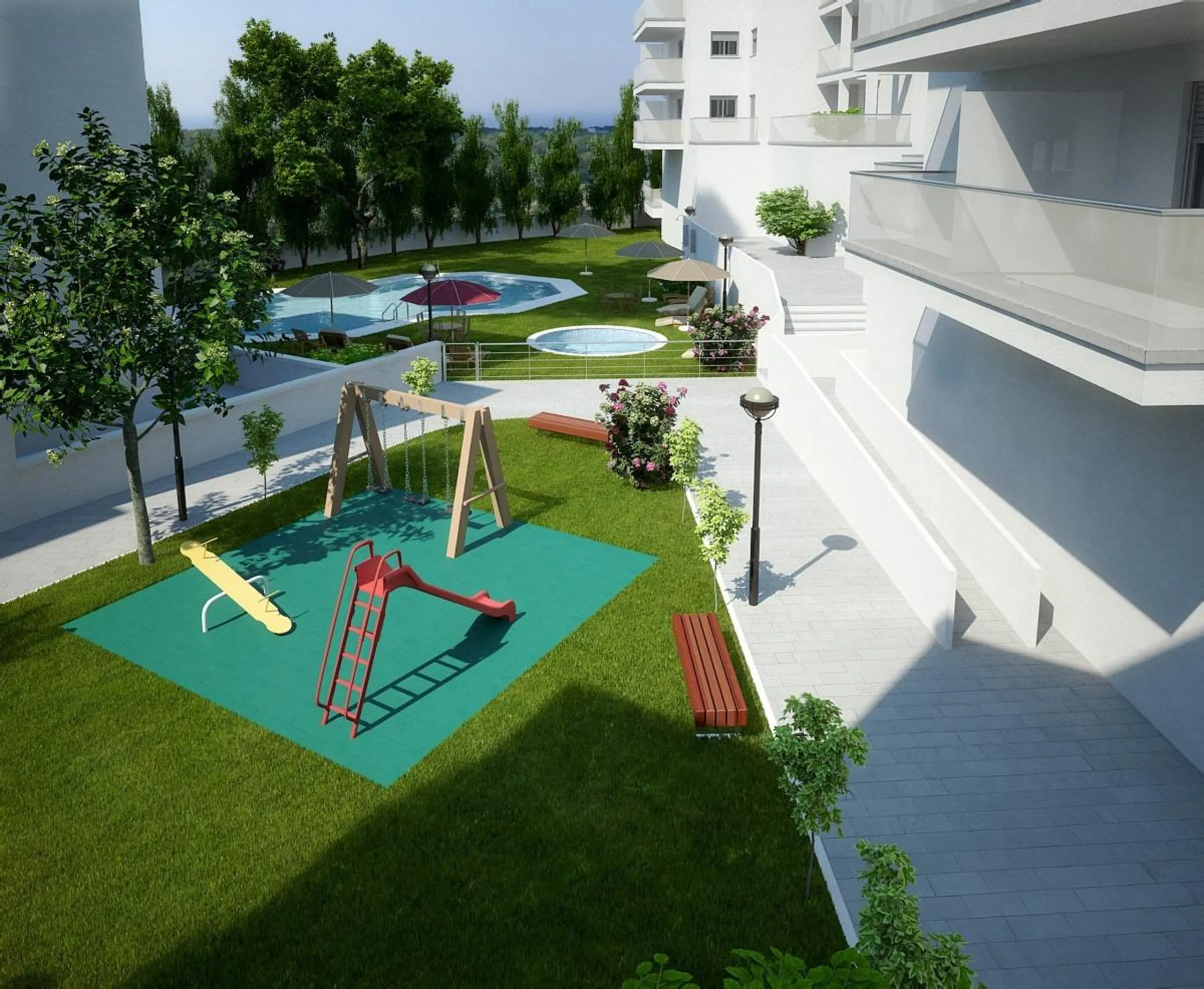Newly built homes with community pool