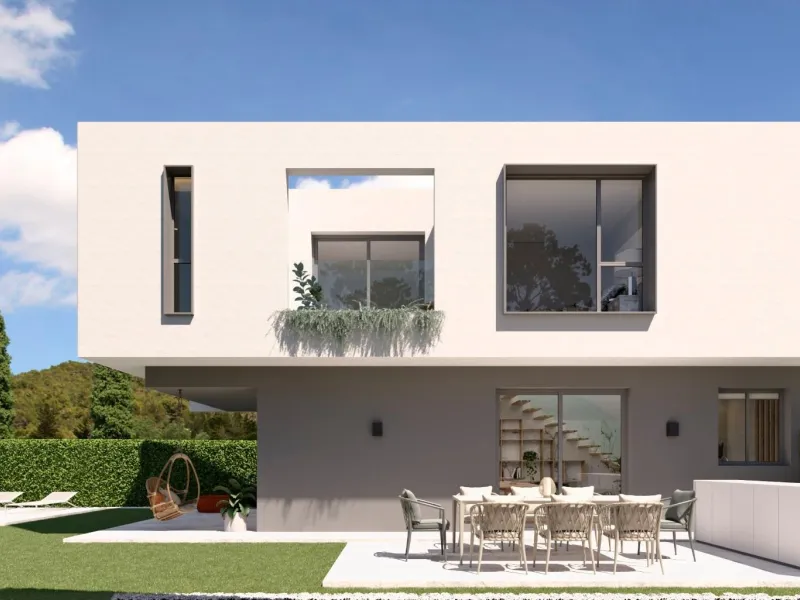 Detached houses with garden and pool