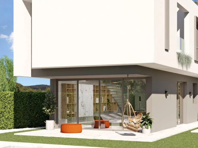Detached houses with garden and pool