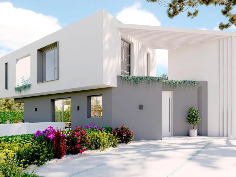 Detached houses with garden and pool