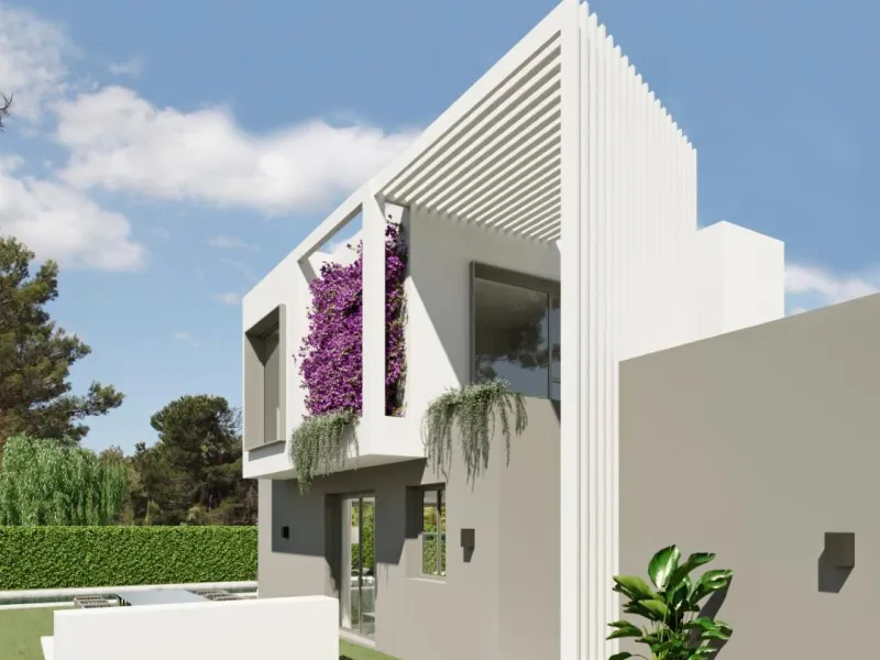 Detached houses with garden and pool