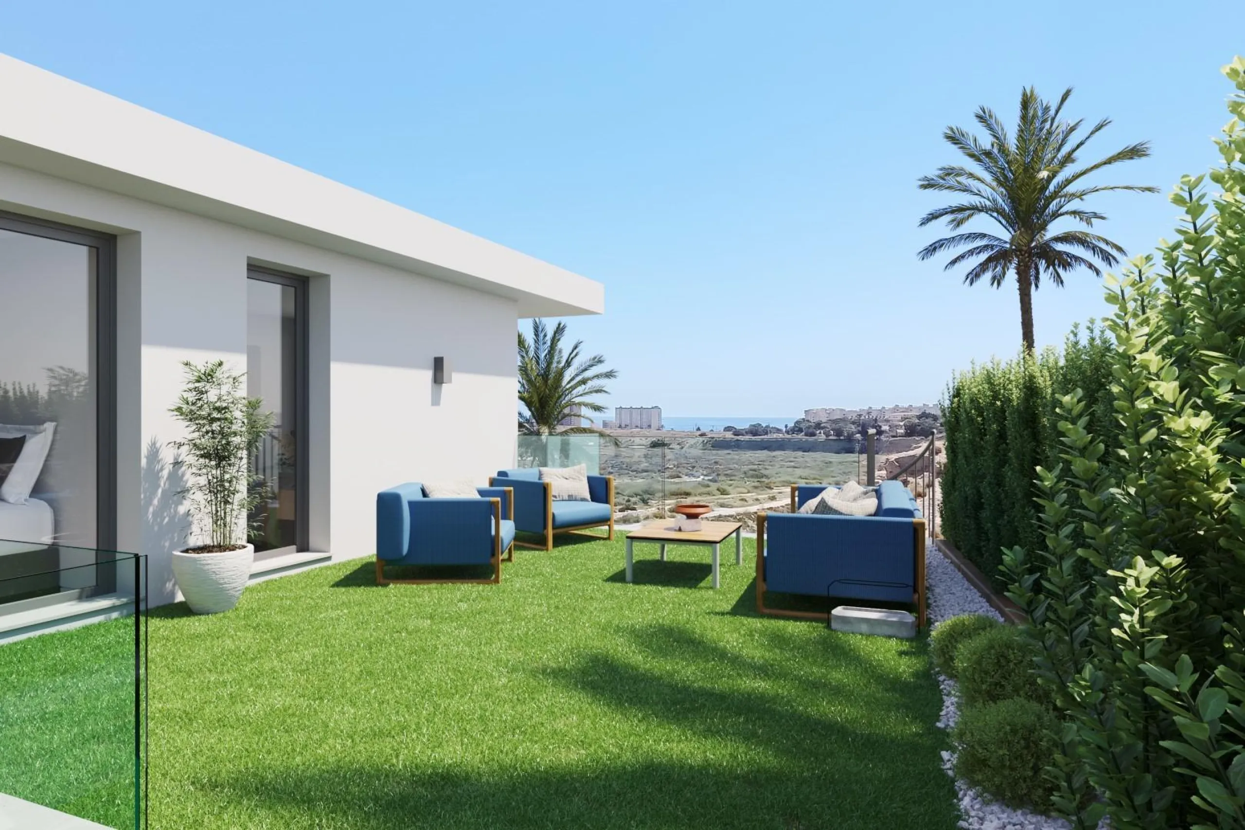 Detached houses with garden and pool