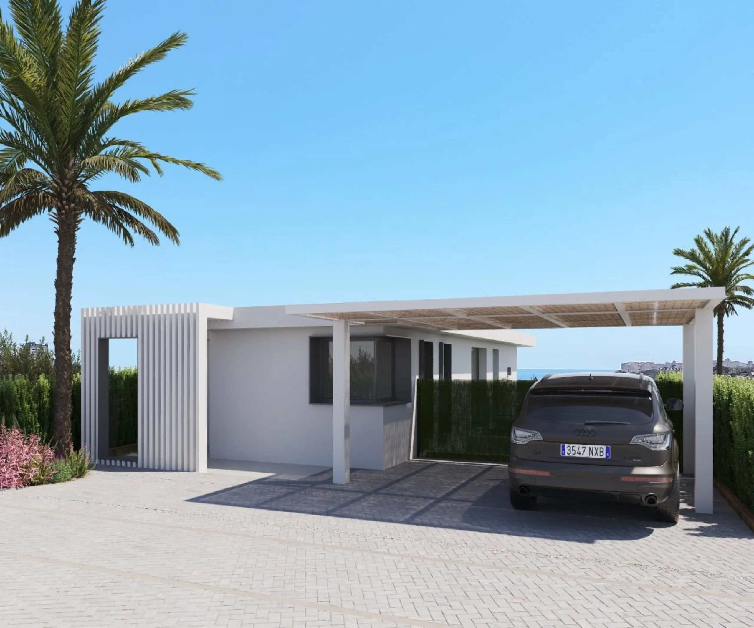 Detached houses with garden and pool