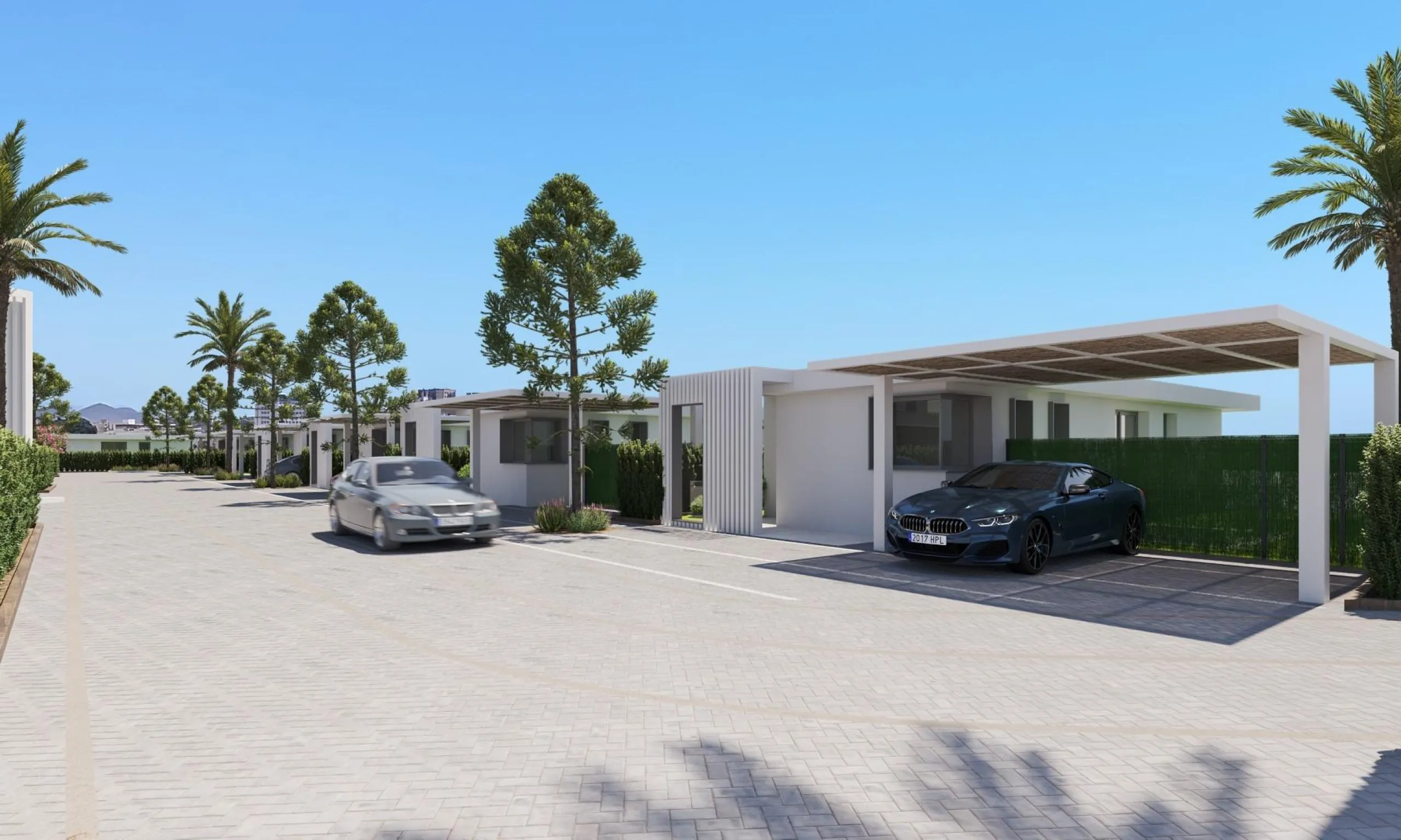 Detached houses with garden and pool