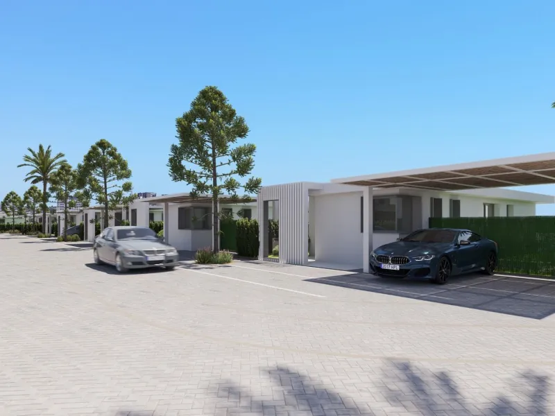 Detached houses with garden and pool
