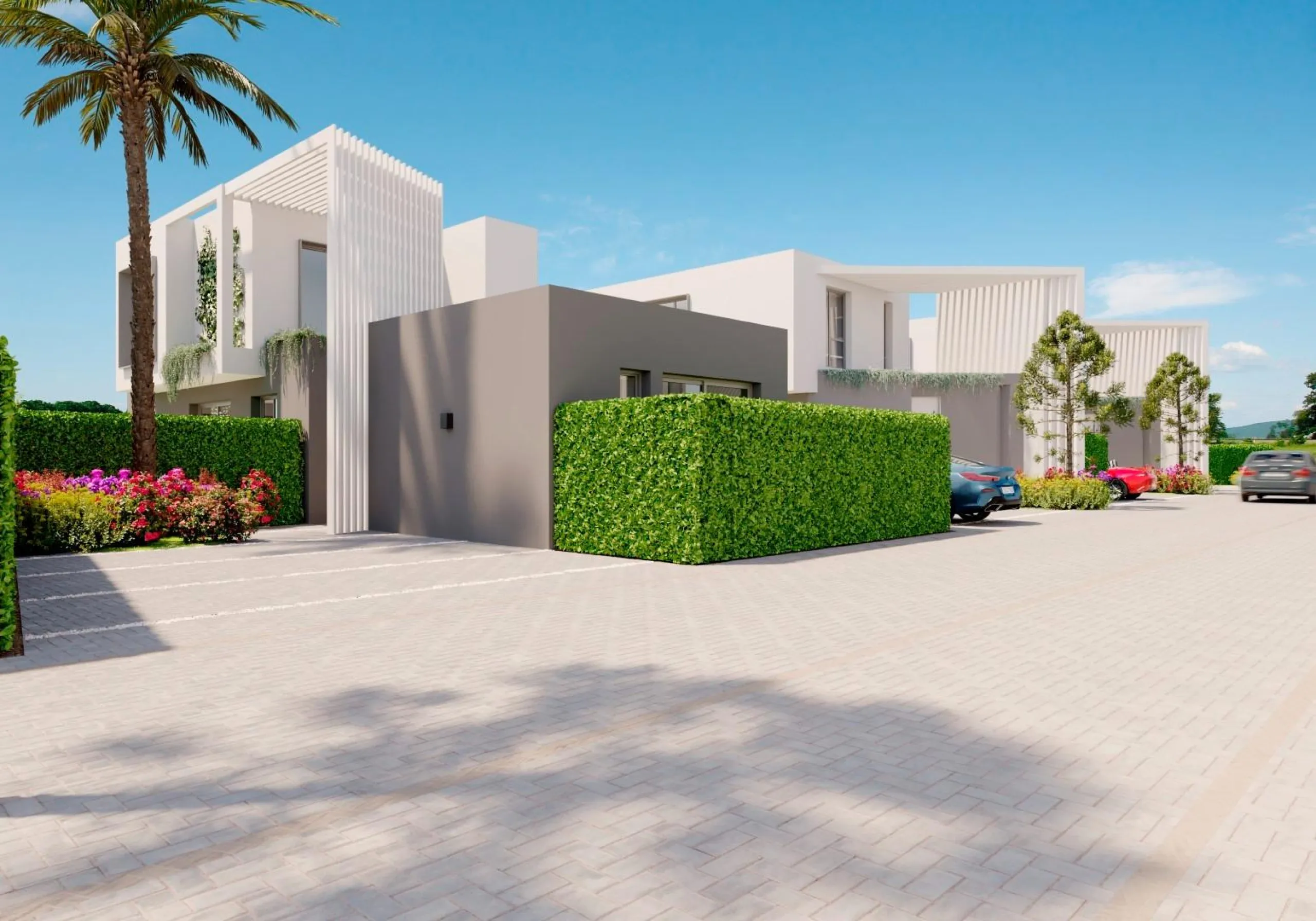 Detached houses with garden and pool