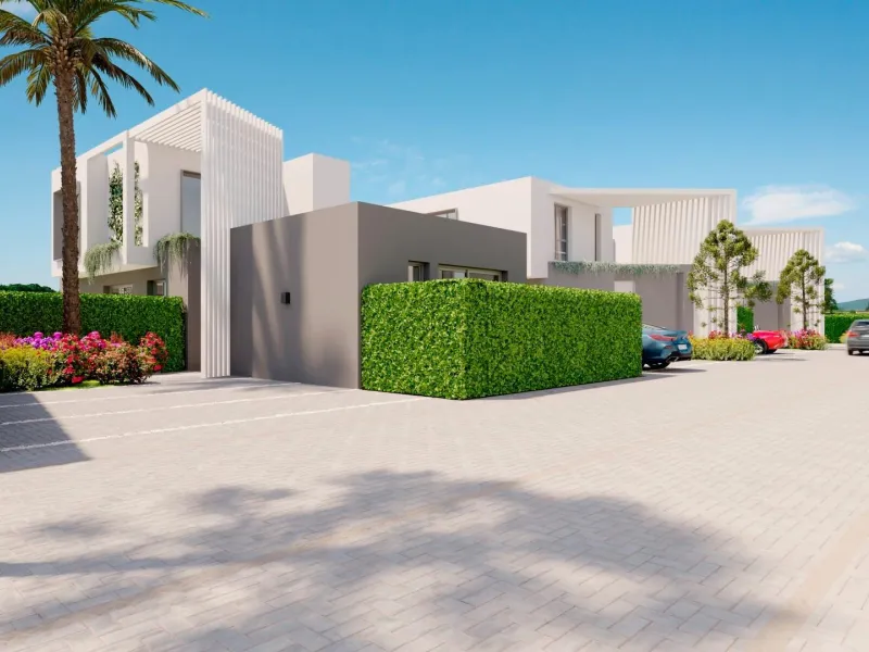 Detached houses with garden and pool