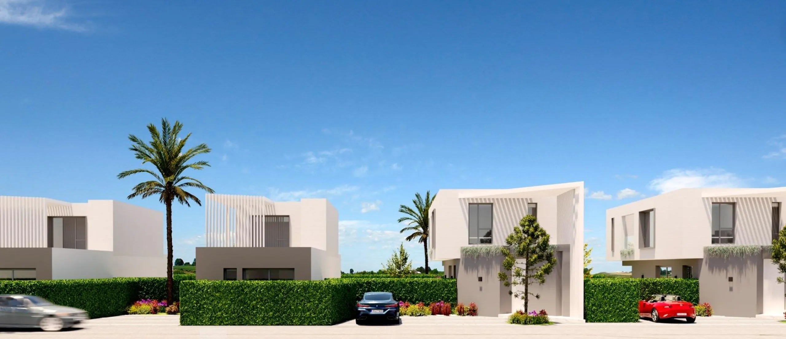 Detached houses with garden and pool