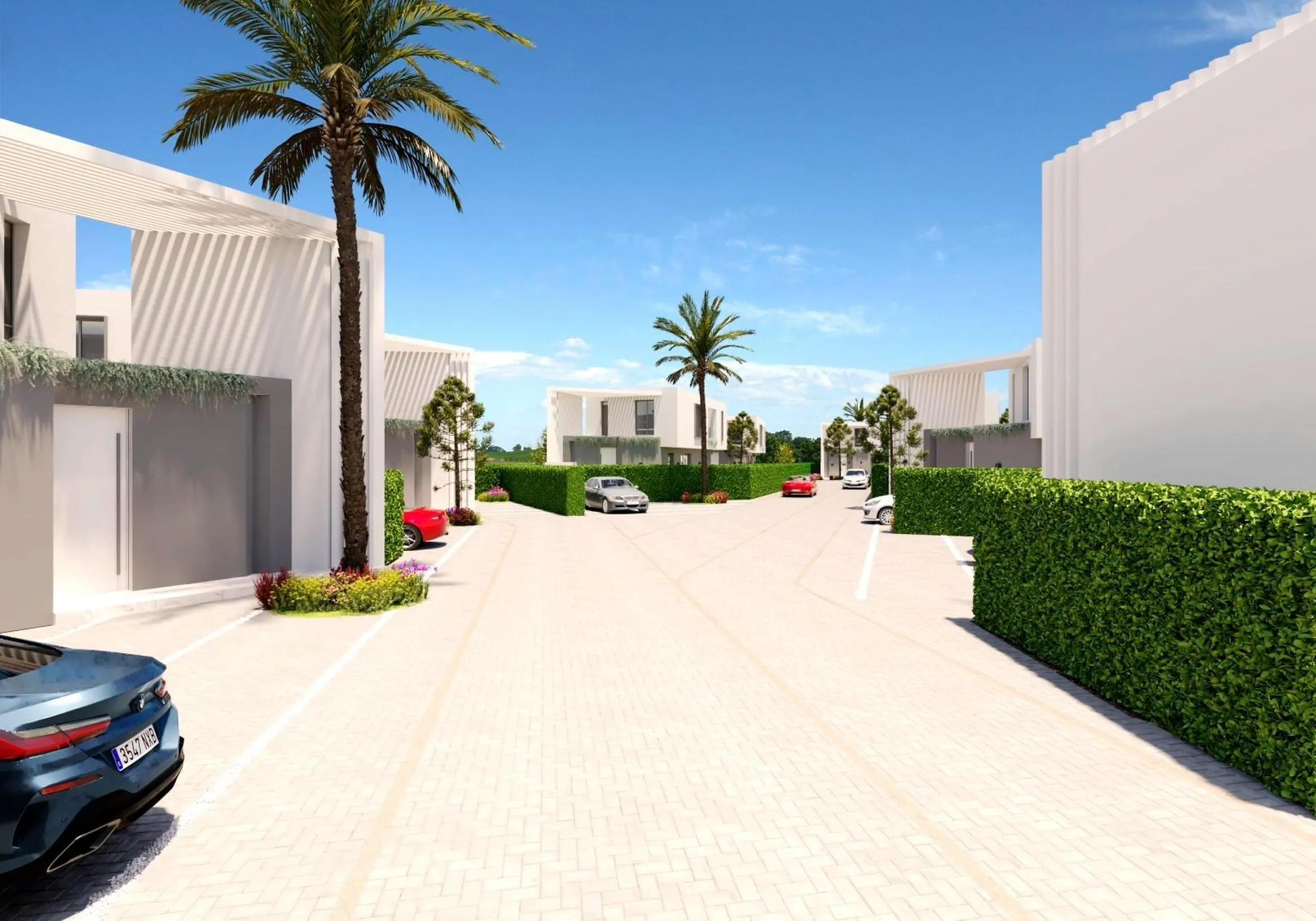 Detached houses with garden and pool