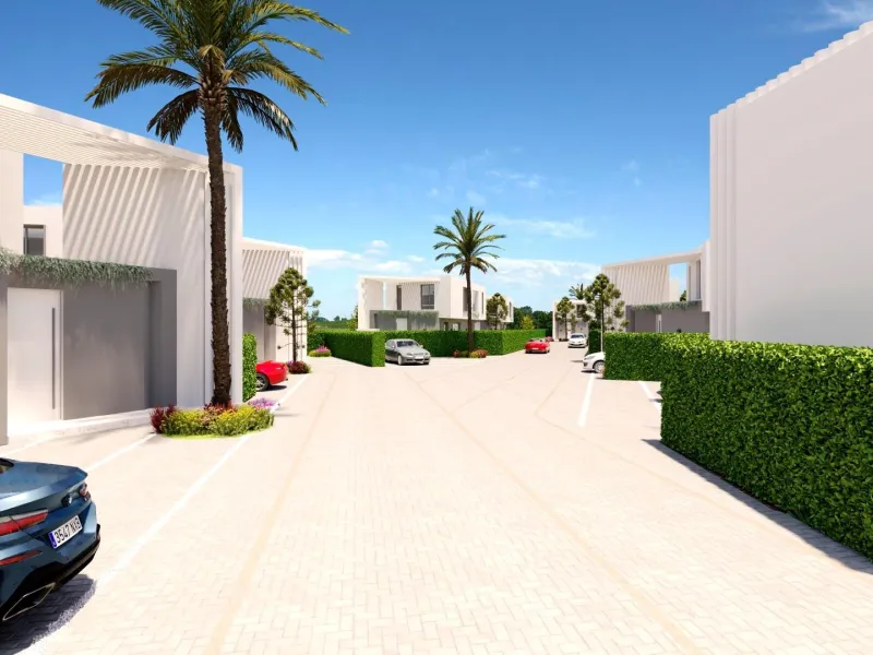 Detached houses with garden and pool