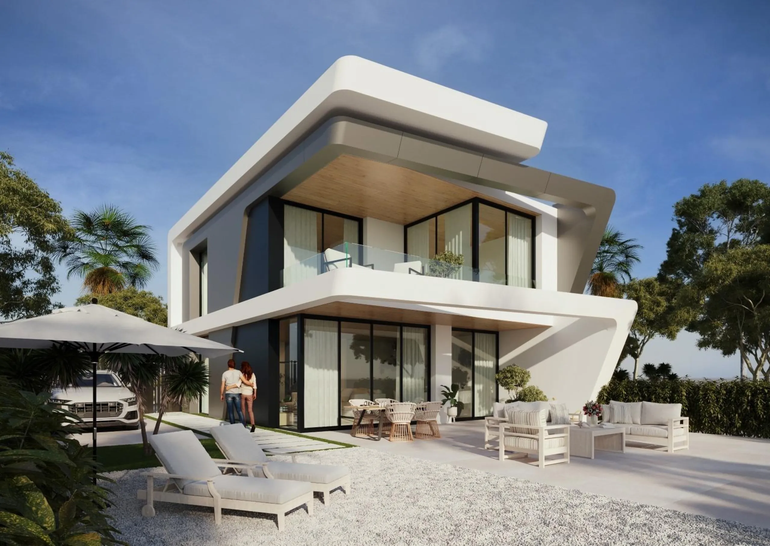 Villas de nueva construcción con vistas al mar