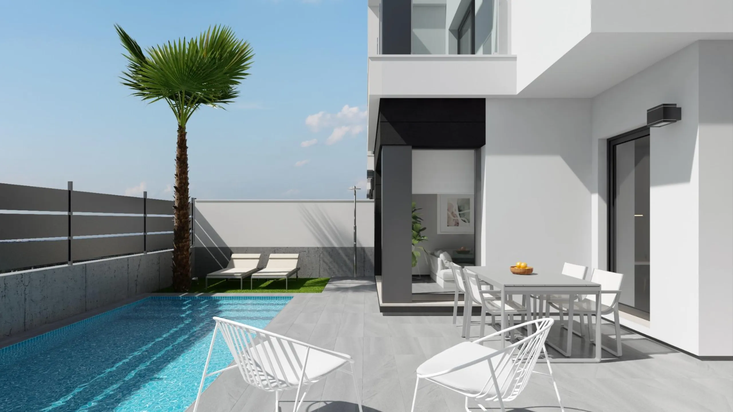 Lovely villa with private pool and solarium in a green area near the beach.