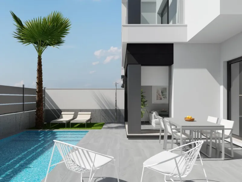 Lovely villa with private pool and solarium in a green area near the beach.