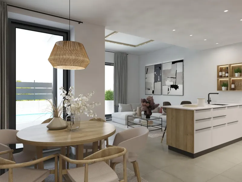 Lovely villa with private pool and solarium in a green area near the beach.
