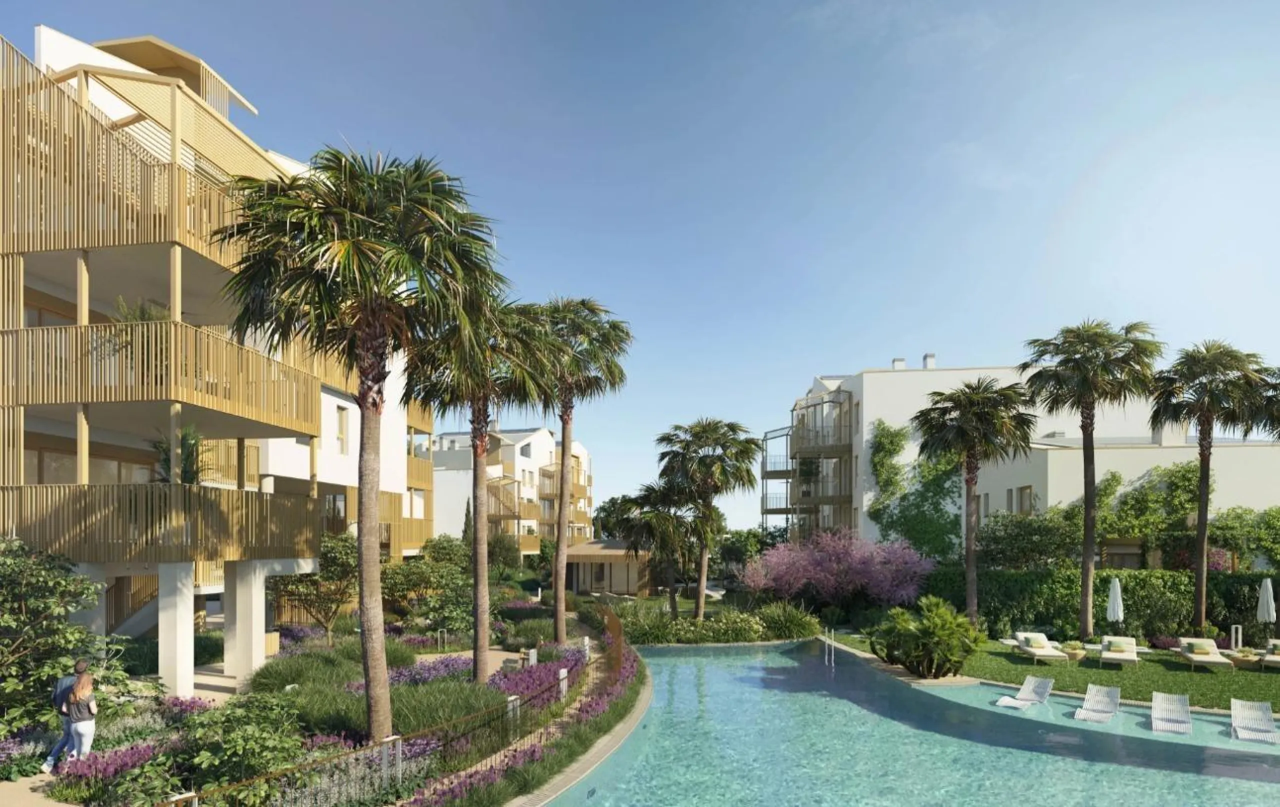 Viviendas sostenibles de nueva construcción junto al mar.