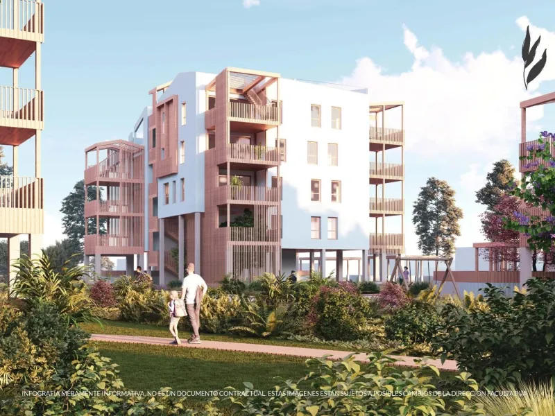 Viviendas sostenibles de nueva construcción junto al mar.