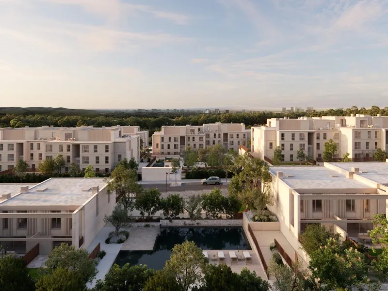 Modern design semi-detached homes with communal pool