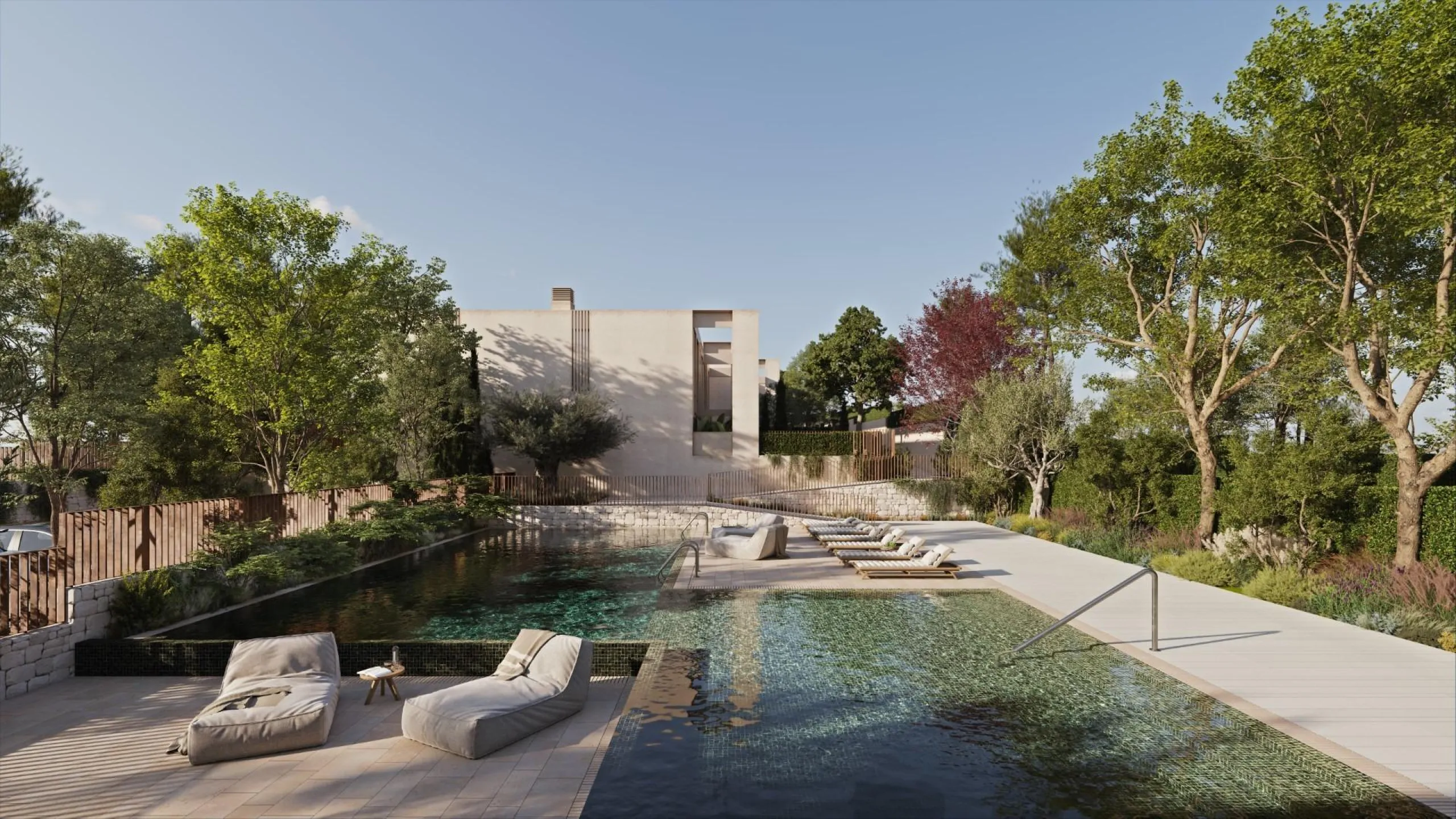 Viviendas adosadas de moderno diseño con piscina comunitaria