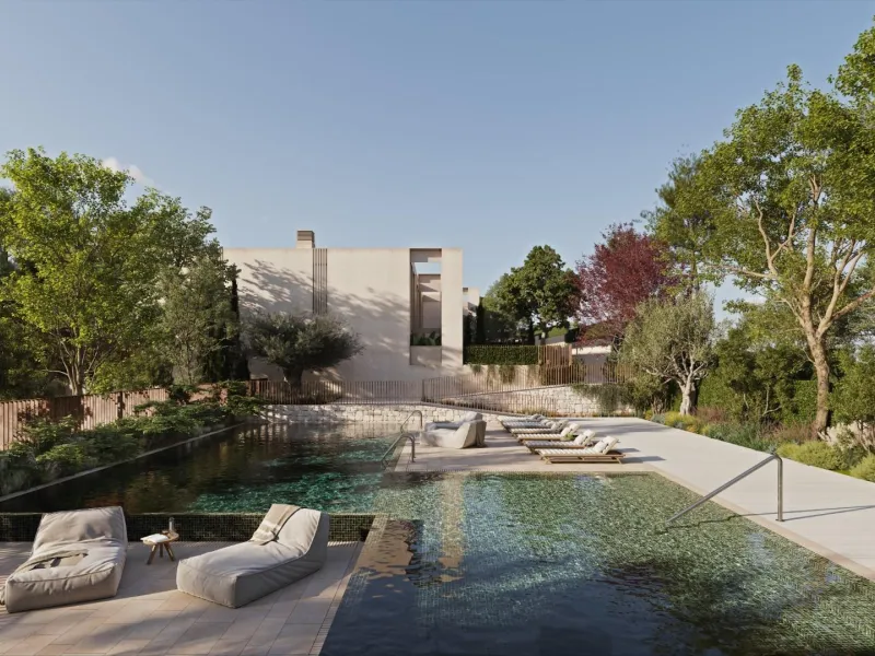 Viviendas adosadas de moderno diseño con piscina comunitaria