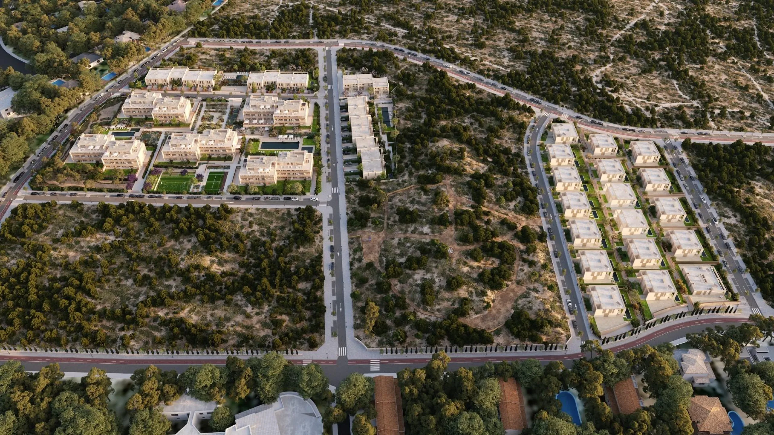 Viviendas adosadas de moderno diseño con piscina comunitaria