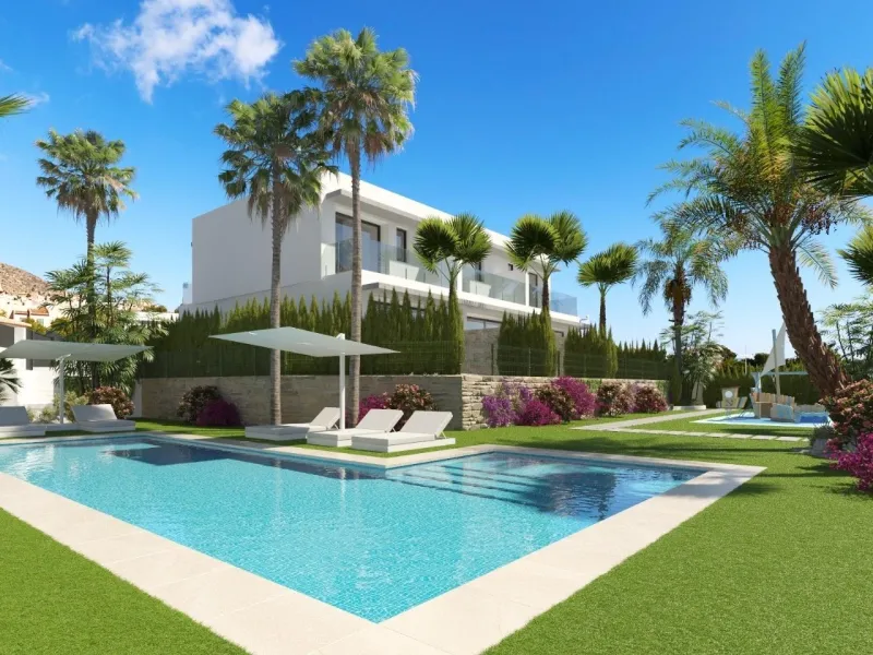 New semi-detached homes with communal pool