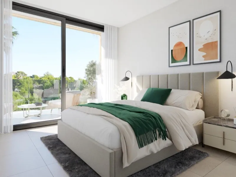 New semi-detached homes with communal pool