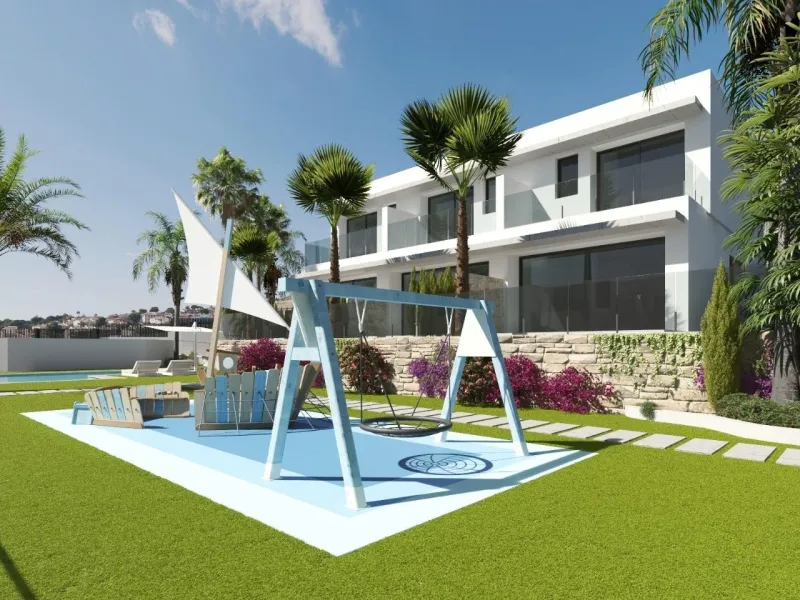 New semi-detached homes with communal pool