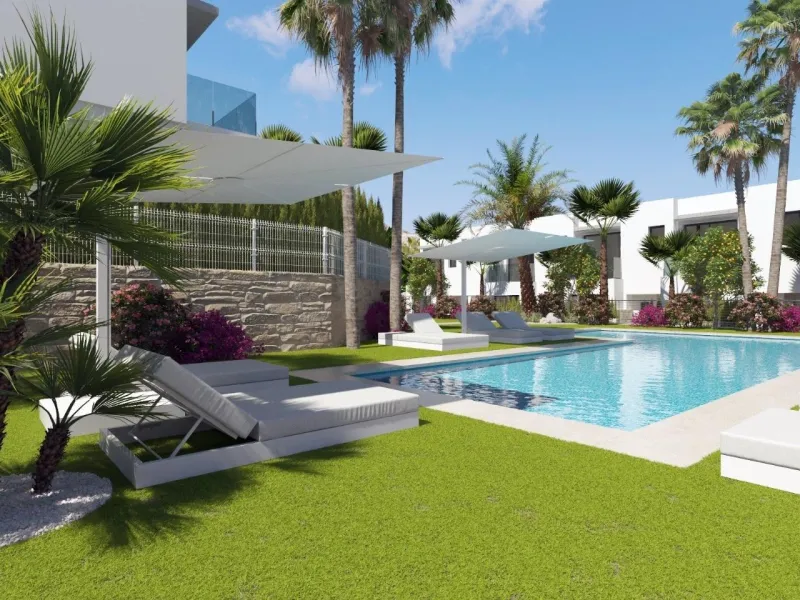 New semi-detached homes with communal pool