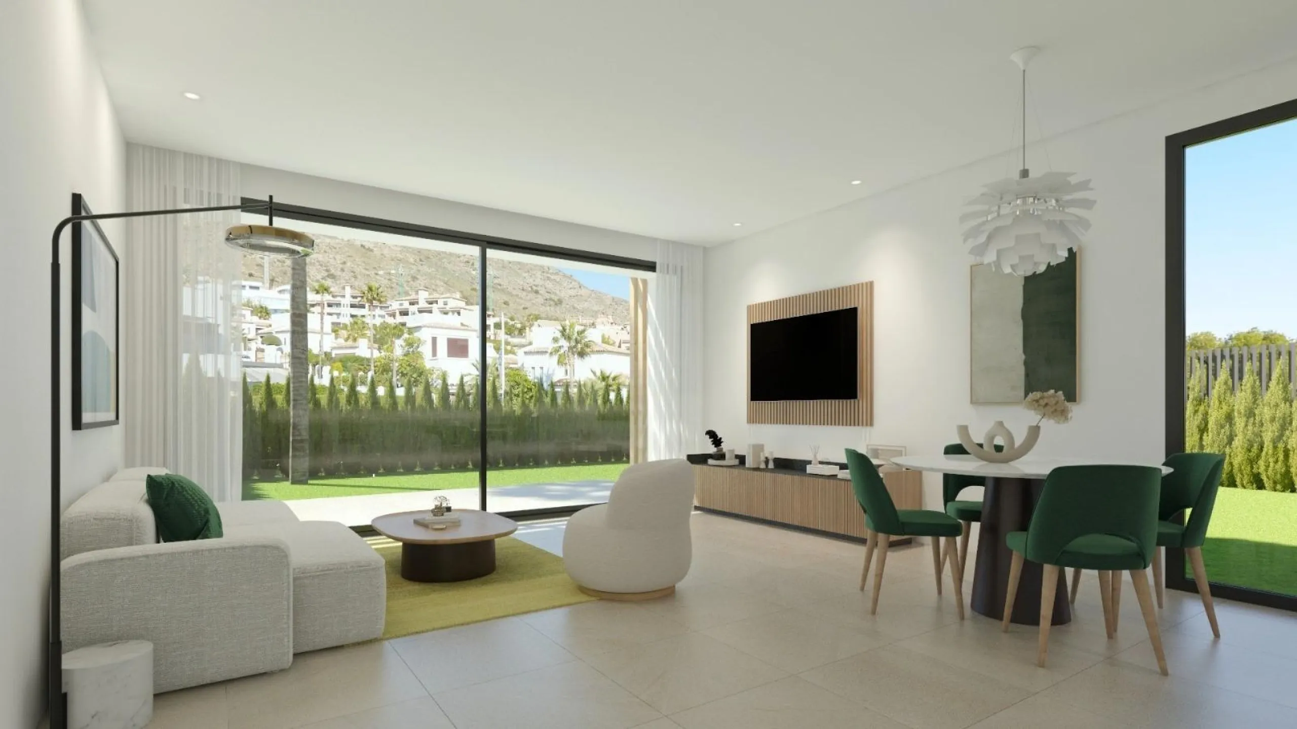 New semi-detached homes with communal pool
