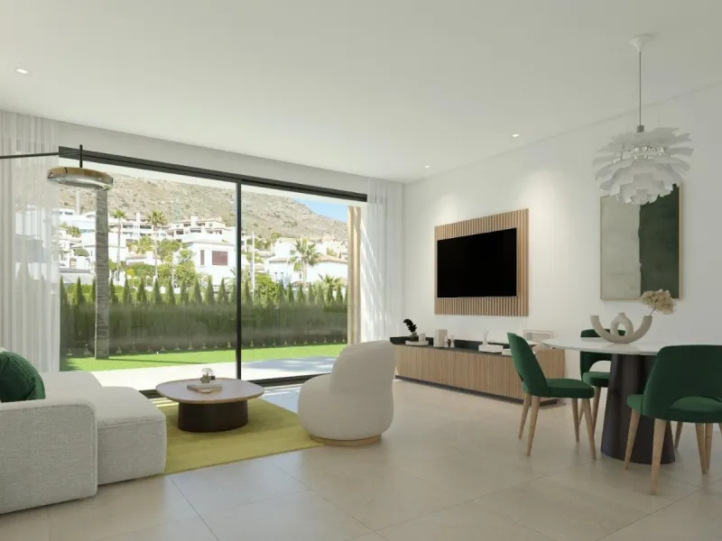 New semi-detached homes with communal pool