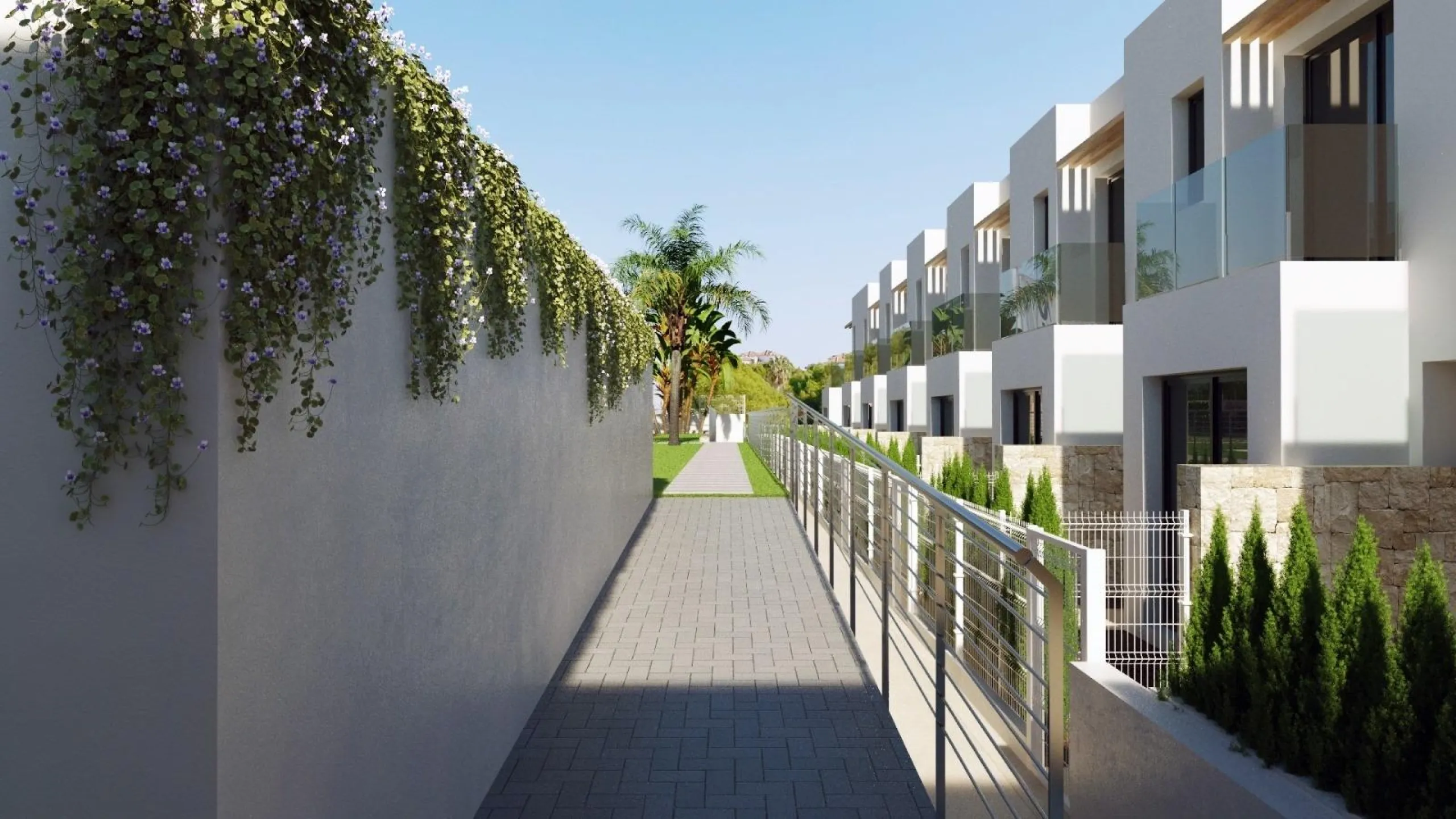New semi-detached homes with communal pool
