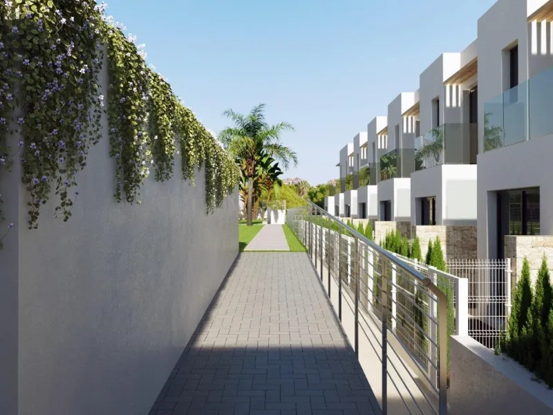 New semi-detached homes with communal pool