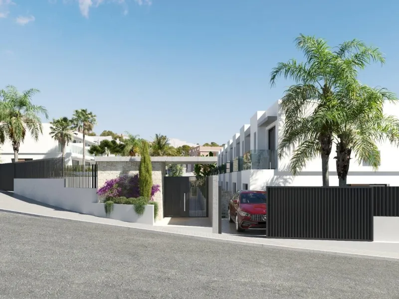 New semi-detached homes with communal pool