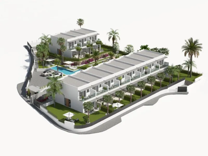 New semi-detached homes with communal pool