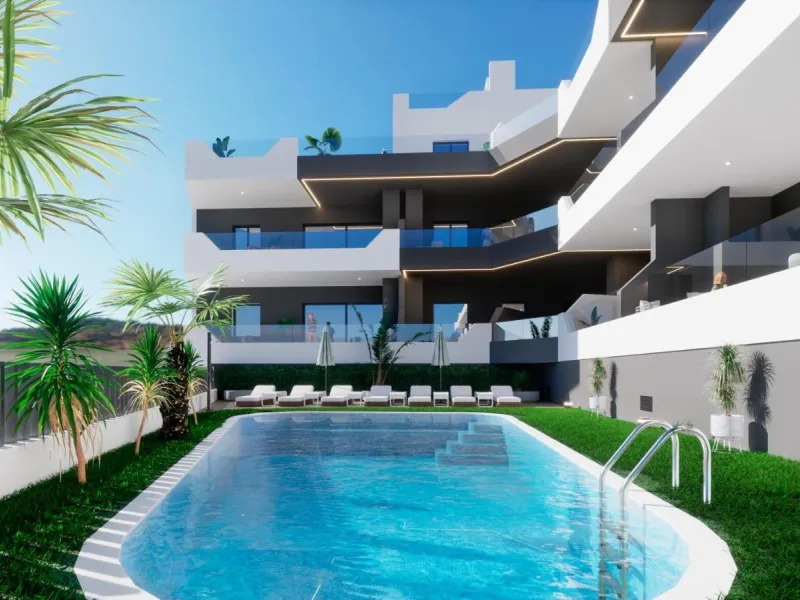 OBRA NUEVA. RESIDENCIAL PRIVADA EN BENIJOFAR. 2 DORM. 2 BAÑOS. TERRAZA 16 M2. PISCINA.