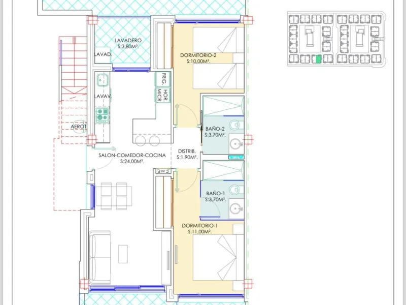 OBRA NUEVA BUNGALOW PLANTA ALTA Y PLANTA BAJA. 2 DORM. 2 BAÑOS. PISCINA COMUNITARIA.