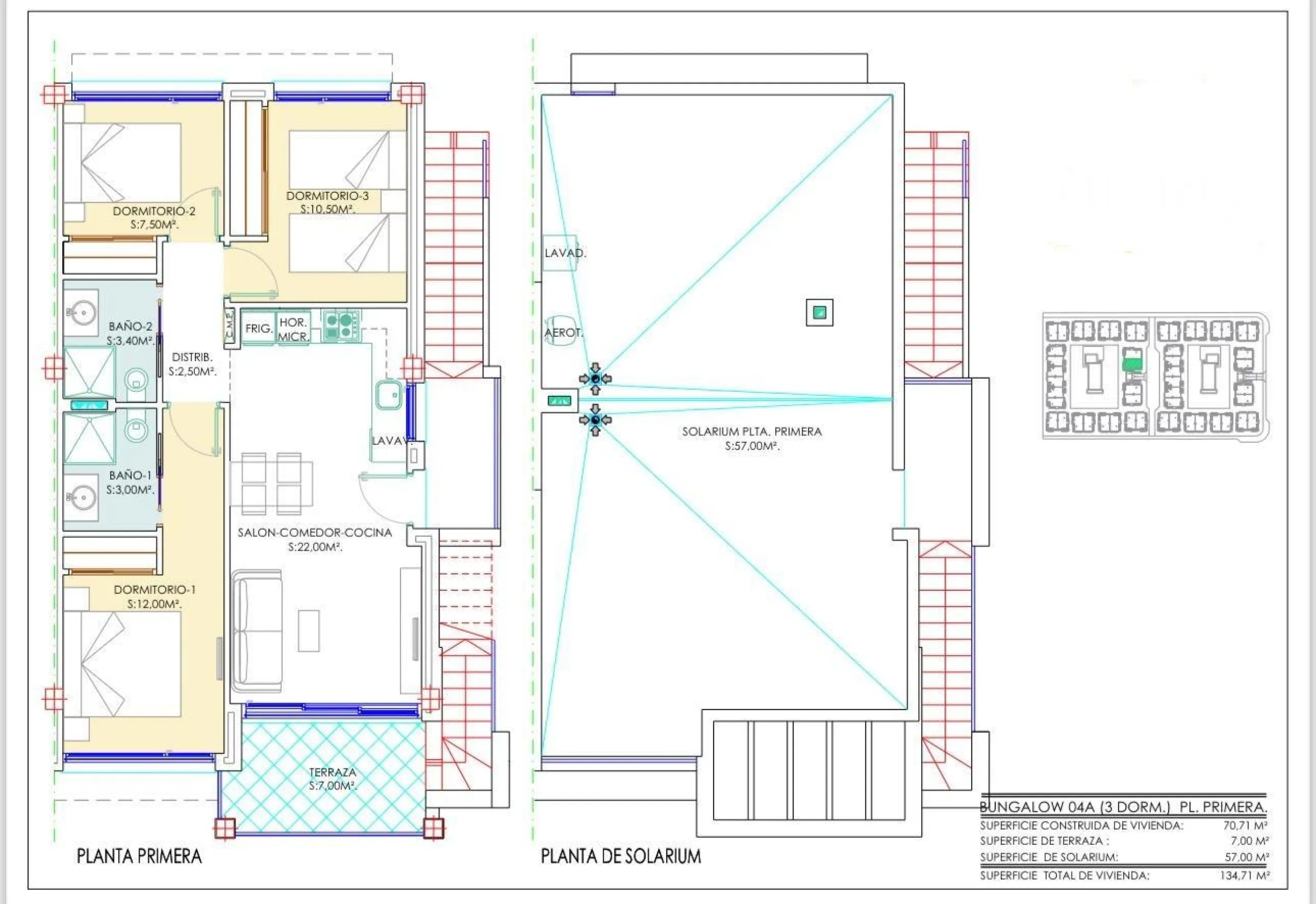 OBRA NUEVA BUNGALOW PLANTA ALTA Y PLANTA BAJA. 2 DORM. 2 BAÑOS. PISCINA COMUNITARIA.