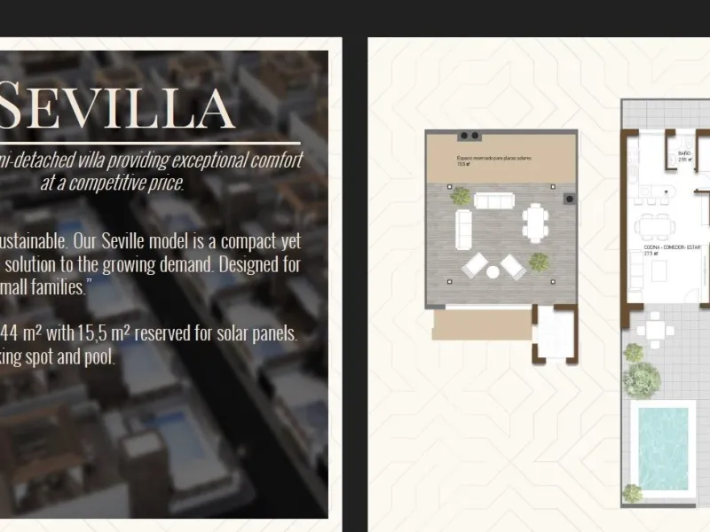 VILLA DE LUJO EN (LA PINILLA) MURCIA. PISCINA. 2 DORM. 2 BAÑOS. PARCELA 150 M2. SOLARIUM 44 M2.