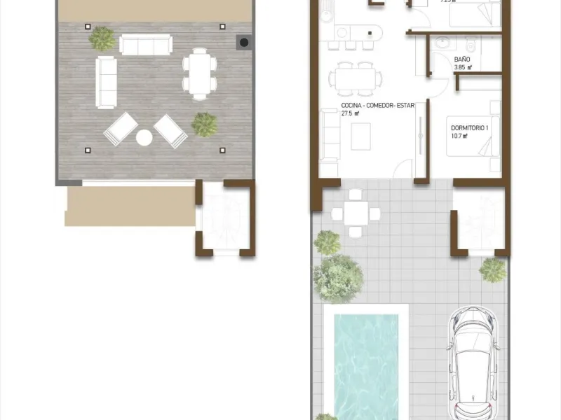 VILLA DE LUJO EN (LA PINILLA) MURCIA. PISCINA. 2 DORM. 2 BAÑOS. PARCELA 150 M2. SOLARIUM 44 M2.