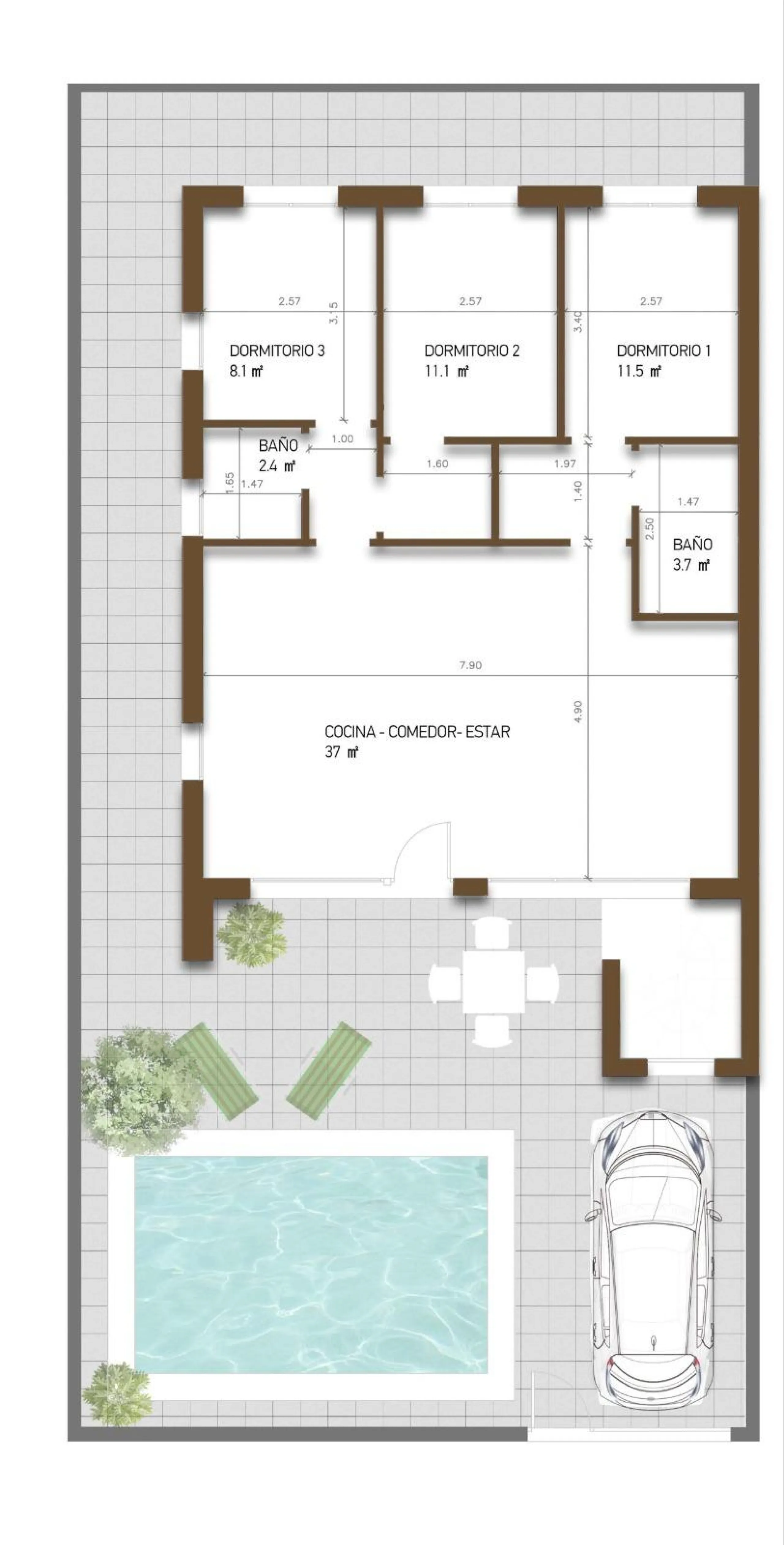 VILLA DE LUJO EN (LA PINILLA) MURCIA. PISCINA. 3 DORM. 2 BAÑOS. PARCELA 200 M2. SOLARIUM 62 M2.