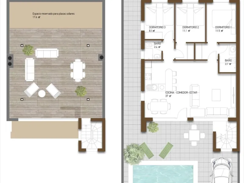 VILLA DE LUJO EN (LA PINILLA) MURCIA. PISCINA. 3 DORM. 2 BAÑOS. PARCELA 200 M2. SOLARIUM 62 M2.