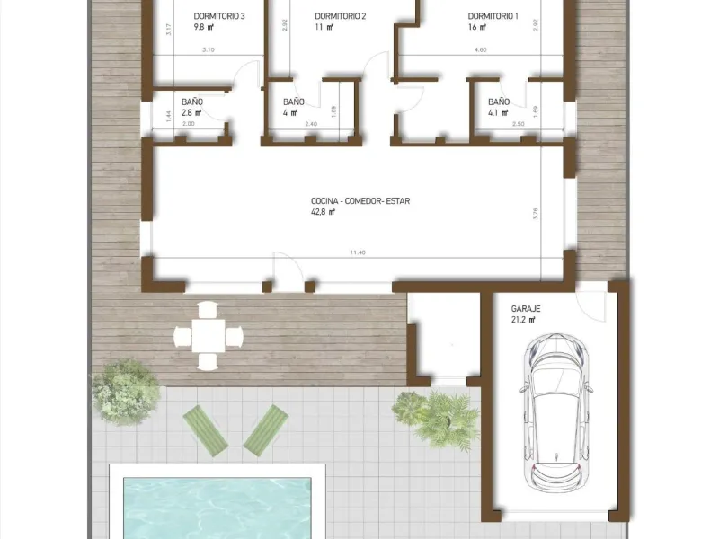 VILLA DE LUJO EN (LA PINILLA) MURCIA. PISCINA. 3 DORM. 4 BAÑOS. PARCELA 300 M2. SOLARIUM 100 M2.