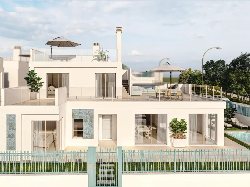 VILLAS DE LUJO EN LOS ALCAZARES A 700 METROS DE PLAYA. 3 DORM. 3 BAÑOS. PISCINA+GARAJE.