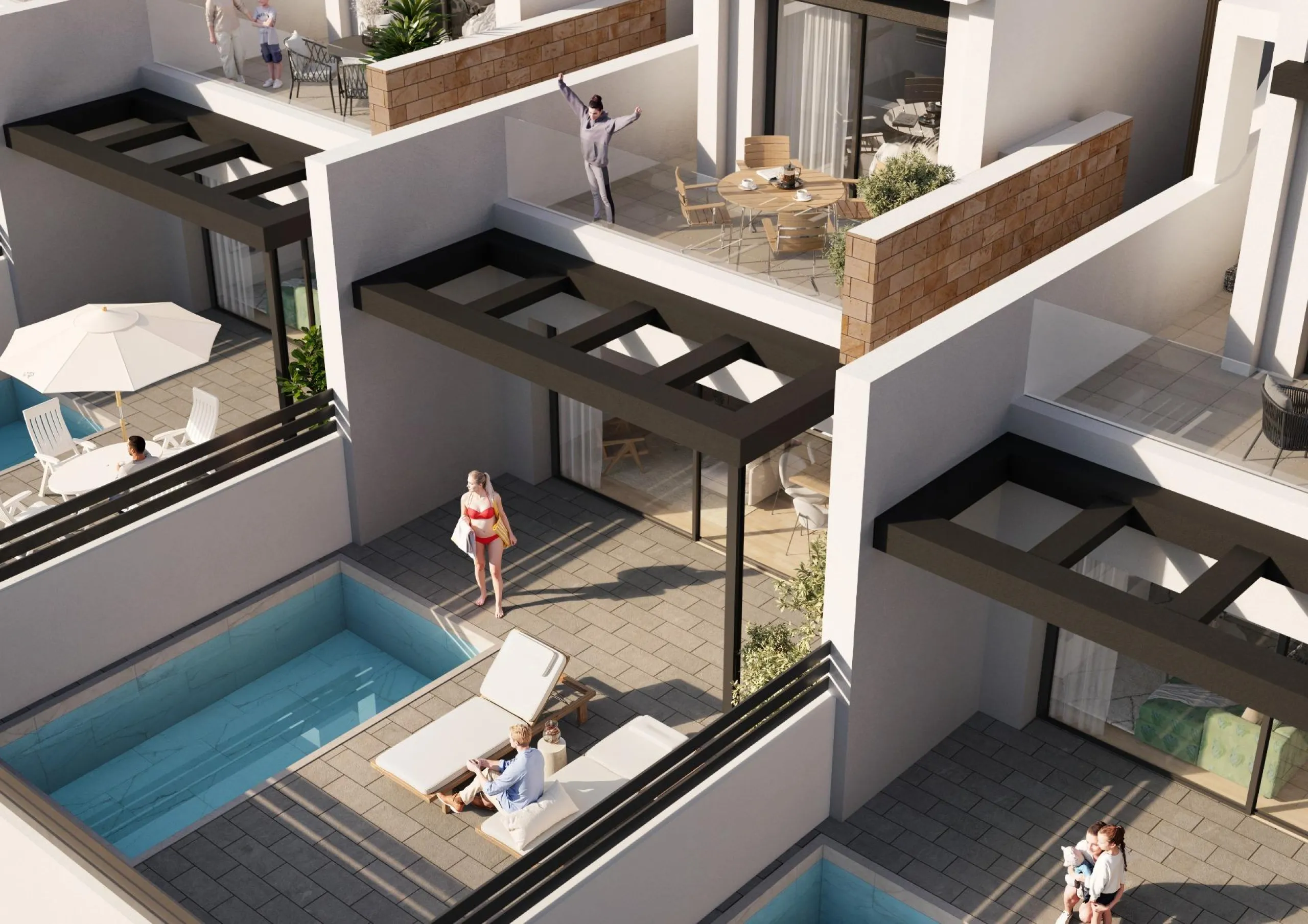 CHALET ADOSADO EN AGUAS NUEVAS CON PISCINA PRIVADA. 3 DORM. 3 BAÑOS. 115 M2.