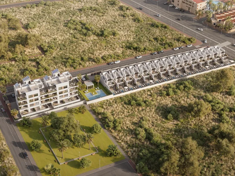 CHALET ADOSADO EN AGUAS NUEVAS CON PISCINA PRIVADA. 3 DORM. 3 BAÑOS. 115 M2.