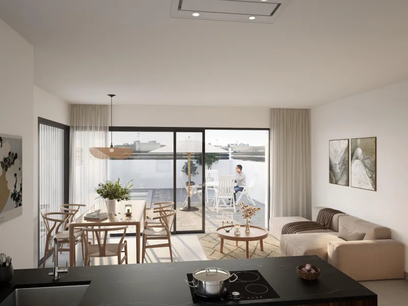 CHALET ADOSADO EN AGUAS NUEVAS CON PISCINA PRIVADA. 3 DORM. 3 BAÑOS. 115 M2.