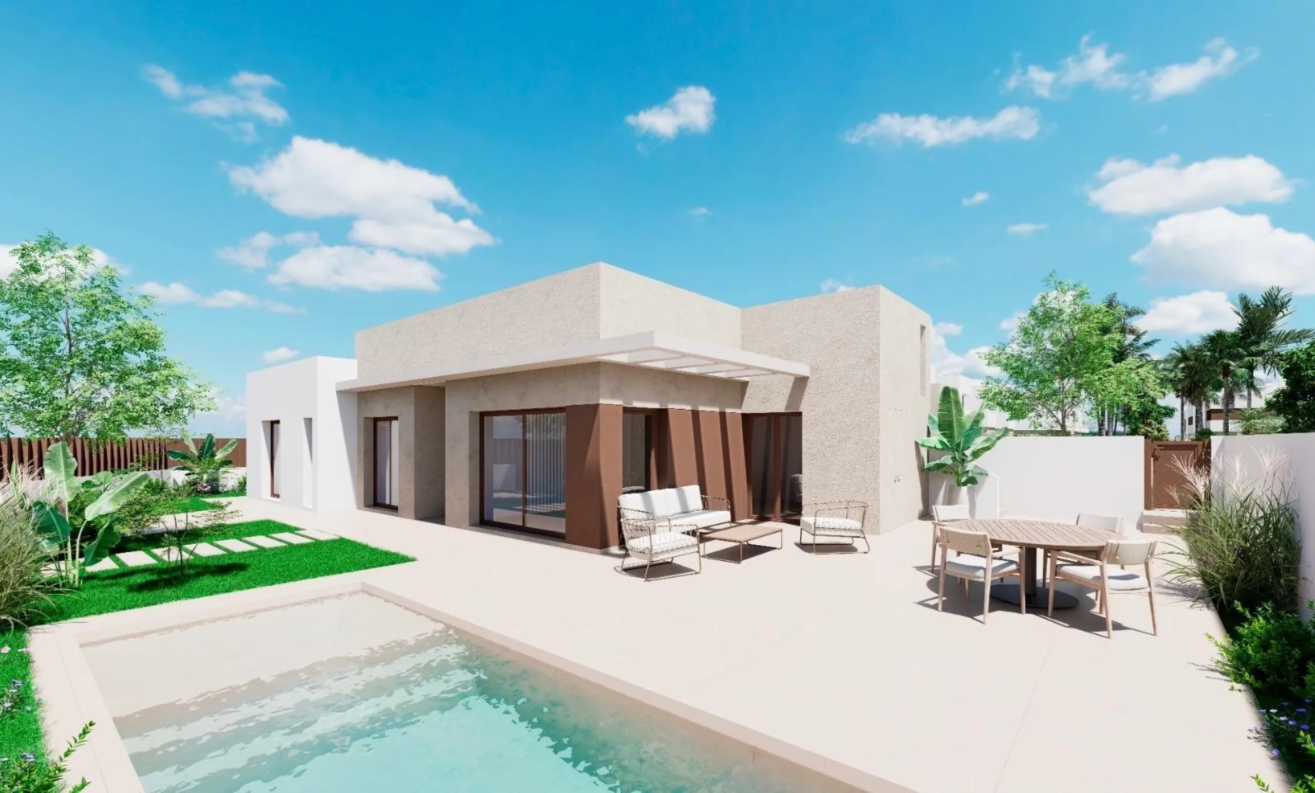 OBRA NUEVA! VILLAS EN LOS ALCAZARES CON PISCINA PRIVADA. 3 DORM. 2 BAÑOS.