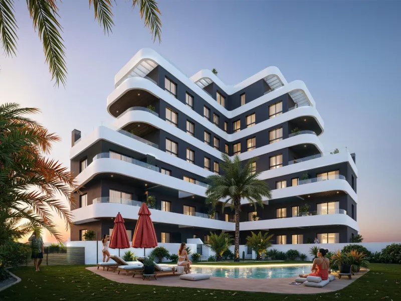 OBRA NUEVA EN GUARDAMAR DEL SEGURA! APARTAMENTO DE 2 DORM. 2 BAÑOS. TERRAZA DE 13 M2. GARAJE INCLUIDO. PISCINA.