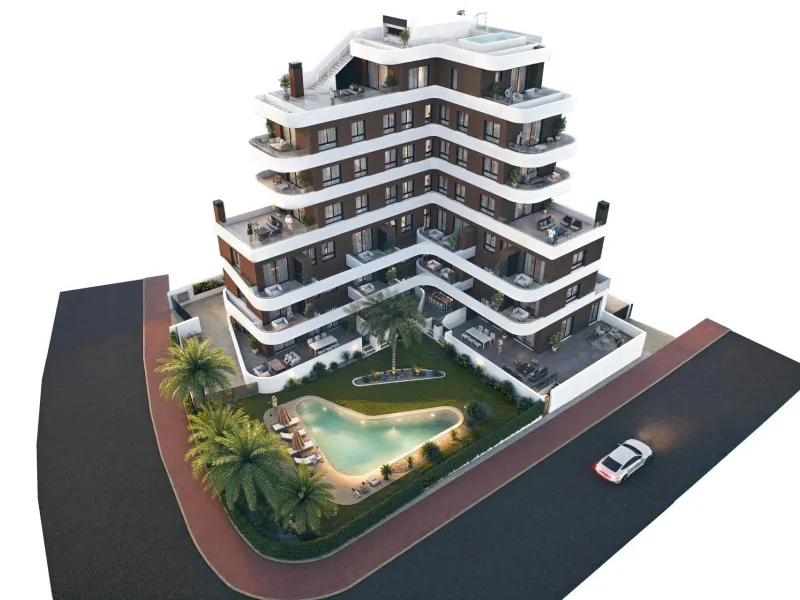 OBRA NUEVA EN GUARDAMAR DEL SEGURA! APARTAMENTO DE 2 DORM. 2 BAÑOS. TERRAZA DE 13 M2. GARAJE INCLUIDO. PISCINA.